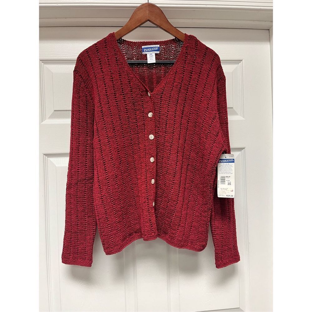 Pendleton Cherry Red Knit Cardigan
